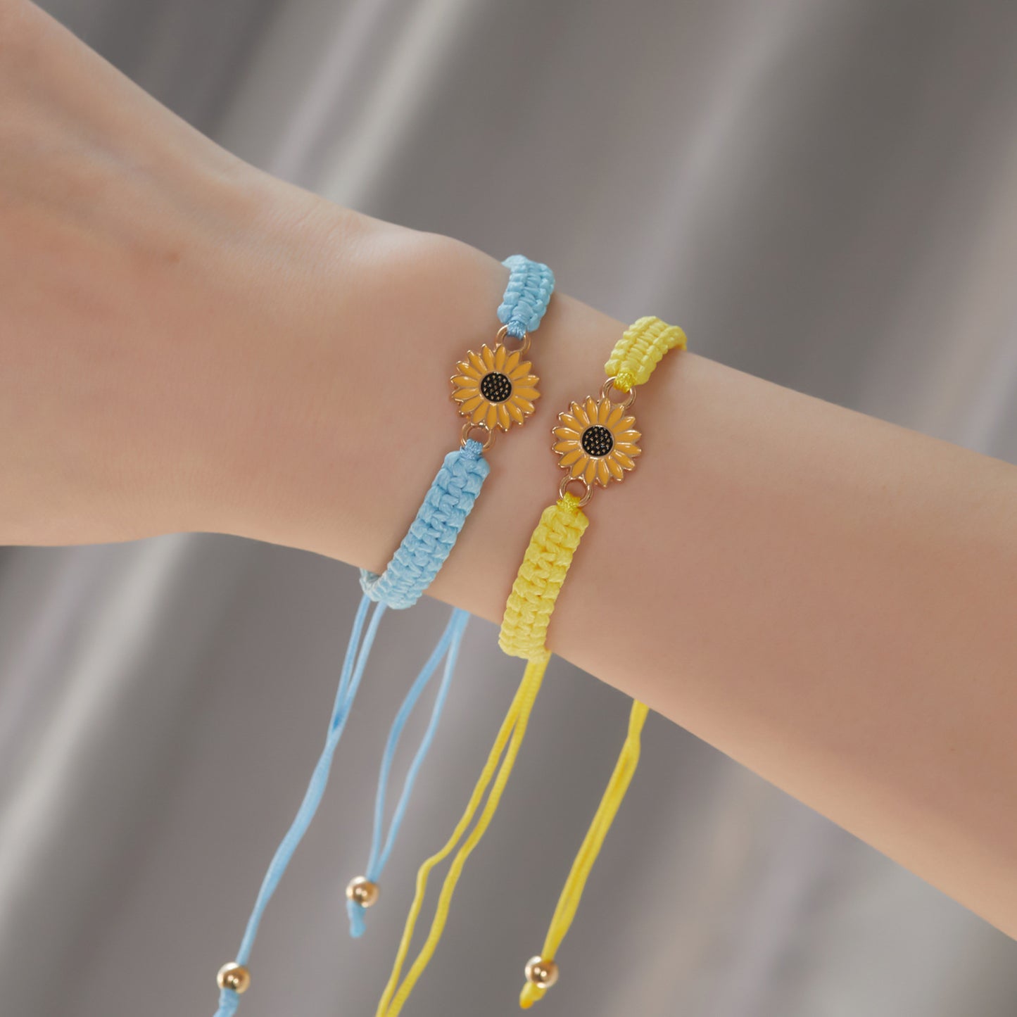 Handmade Woven Sunflower Fashion Daisy Couple Bracelets