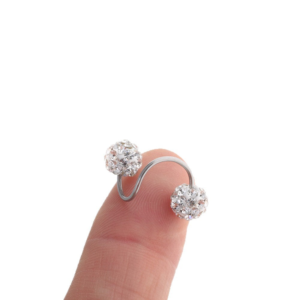 Rod Fully Jeweled Ball Stainless Steel Screw Earrings