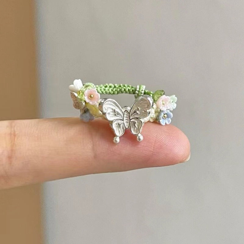 Imitation Blue Treasure Egg Noodles Bow Female Niche Ring