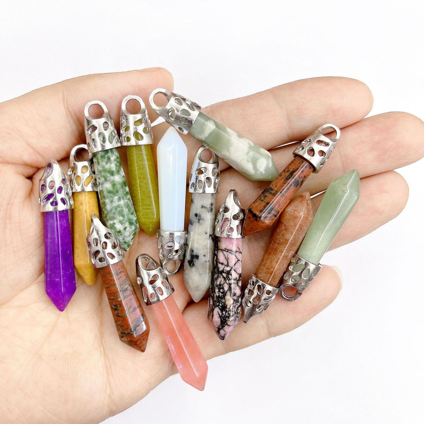 Crystal Agate Hexagon Prism Bullet Accessories Pendants