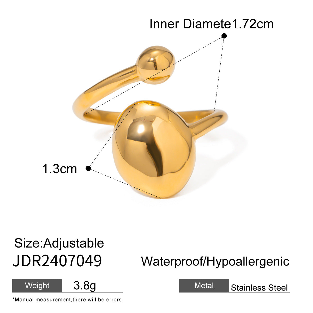 Ding Stainless Steel Open High-grade Gold Titanium Rings