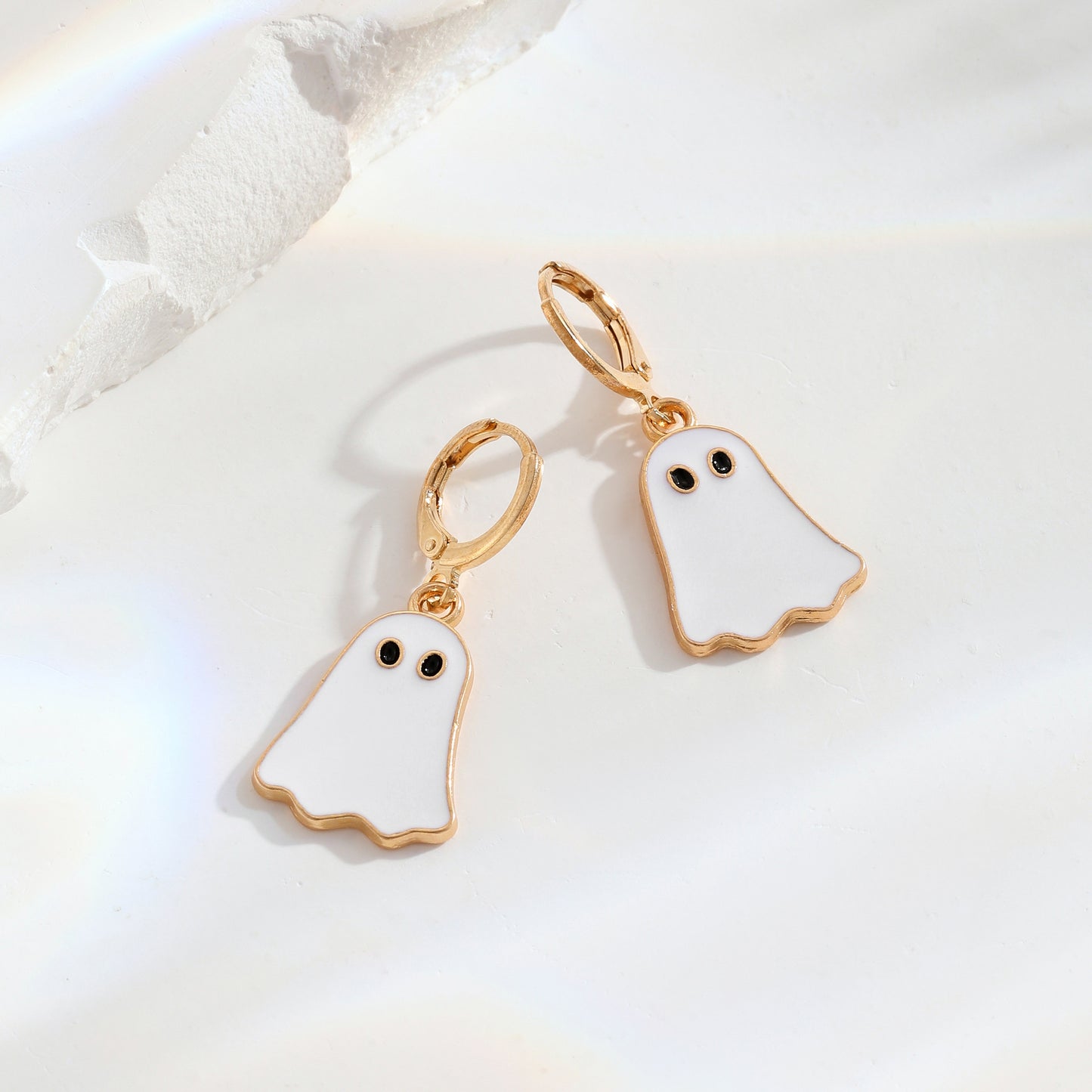 Women's Halloween Walking Ghost Golden Cute Funny Earrings