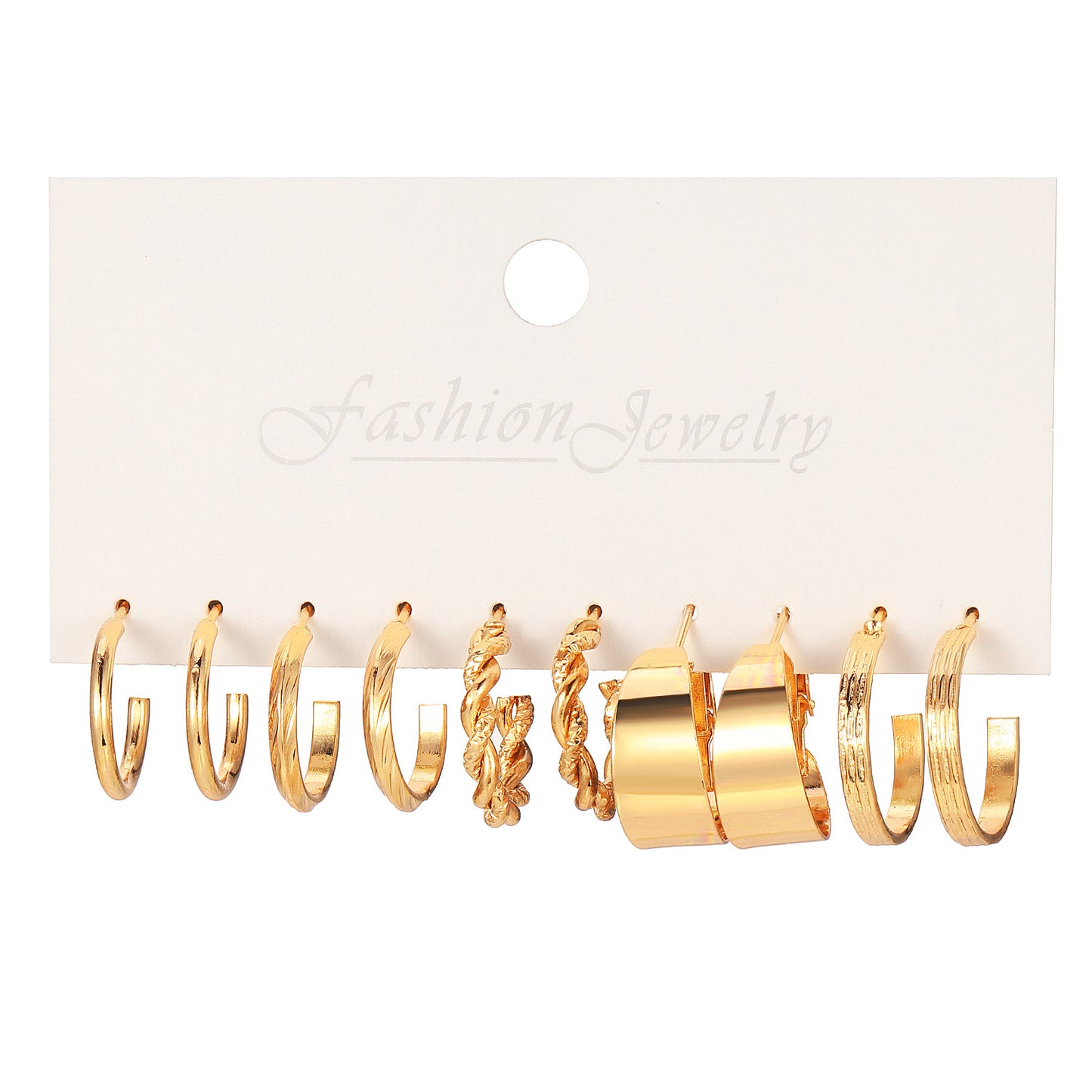 Metal Twist Large Plain Round Ear Pin Pearl Simple Pairs Rings