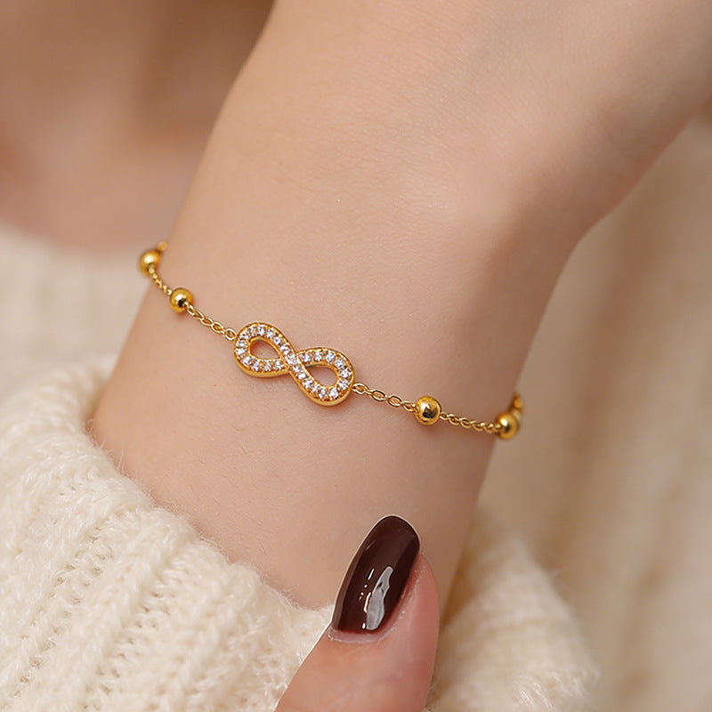Women's Stainless Steel Infinite Zircon Light Luxury Bracelet