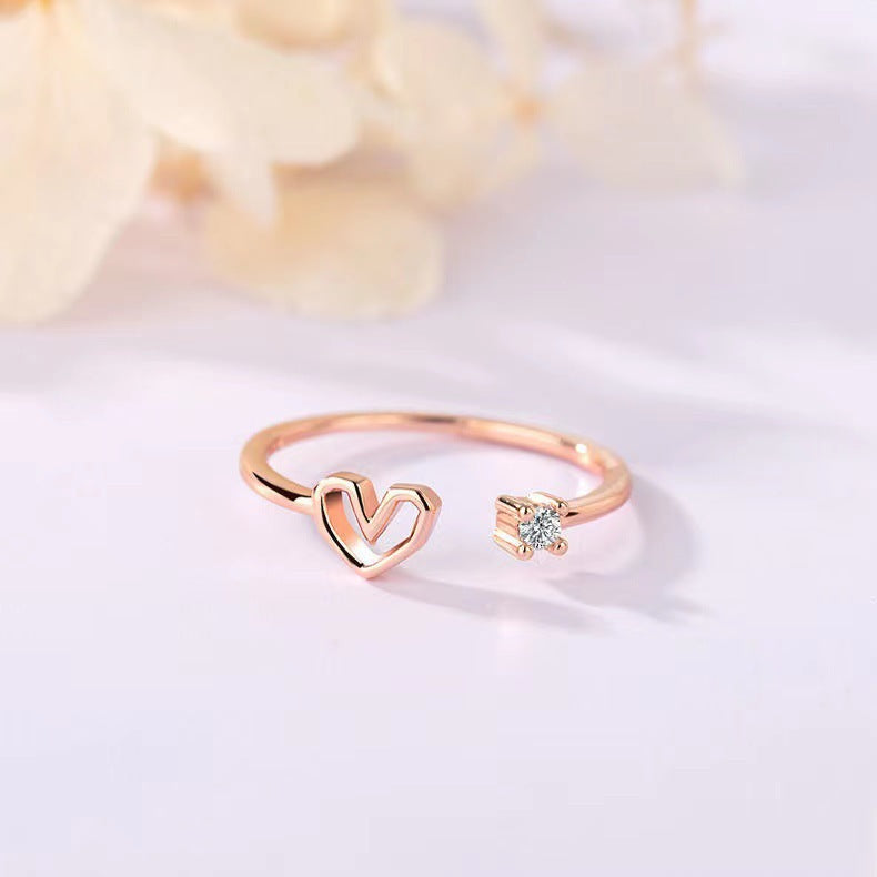 Korean Style Fresh Rhinestone Zircon Hollow Girlfriends Rings