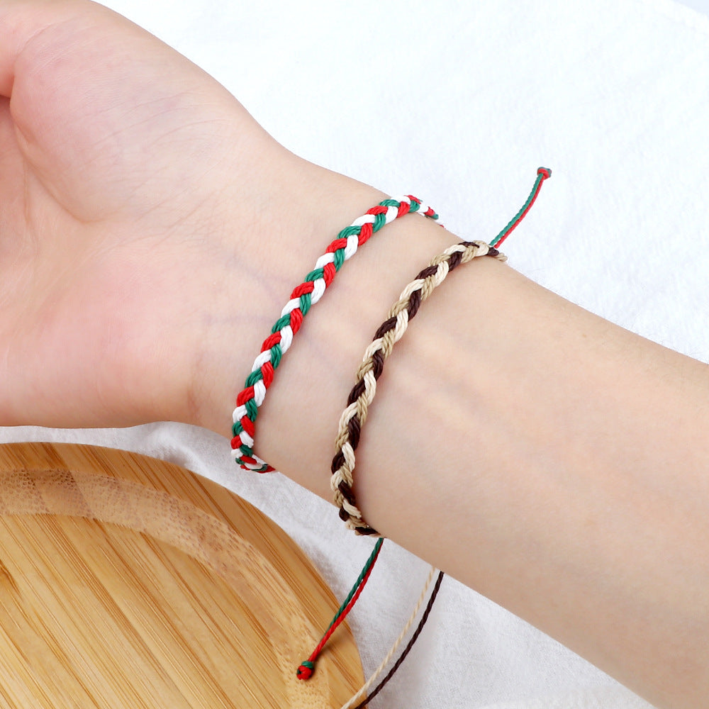 Creative Twist Weave Taiwanese Wax Handmade Hand Unisex Twin Bracelet