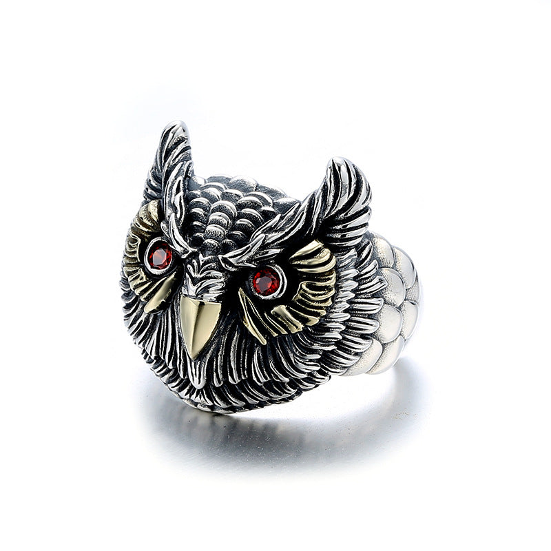 Men's Trendy Style Distressed Owl Domineering Personalized Forefinger For Light Luxury Ring
