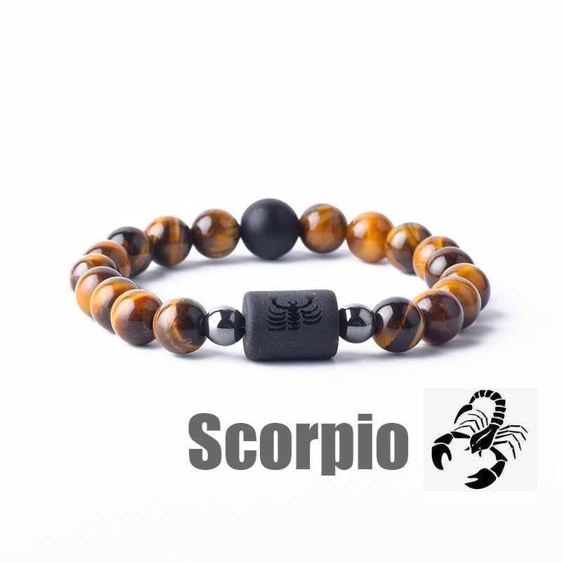 Constellation Natural Stone Beaded Twee Tigereye Bracelet