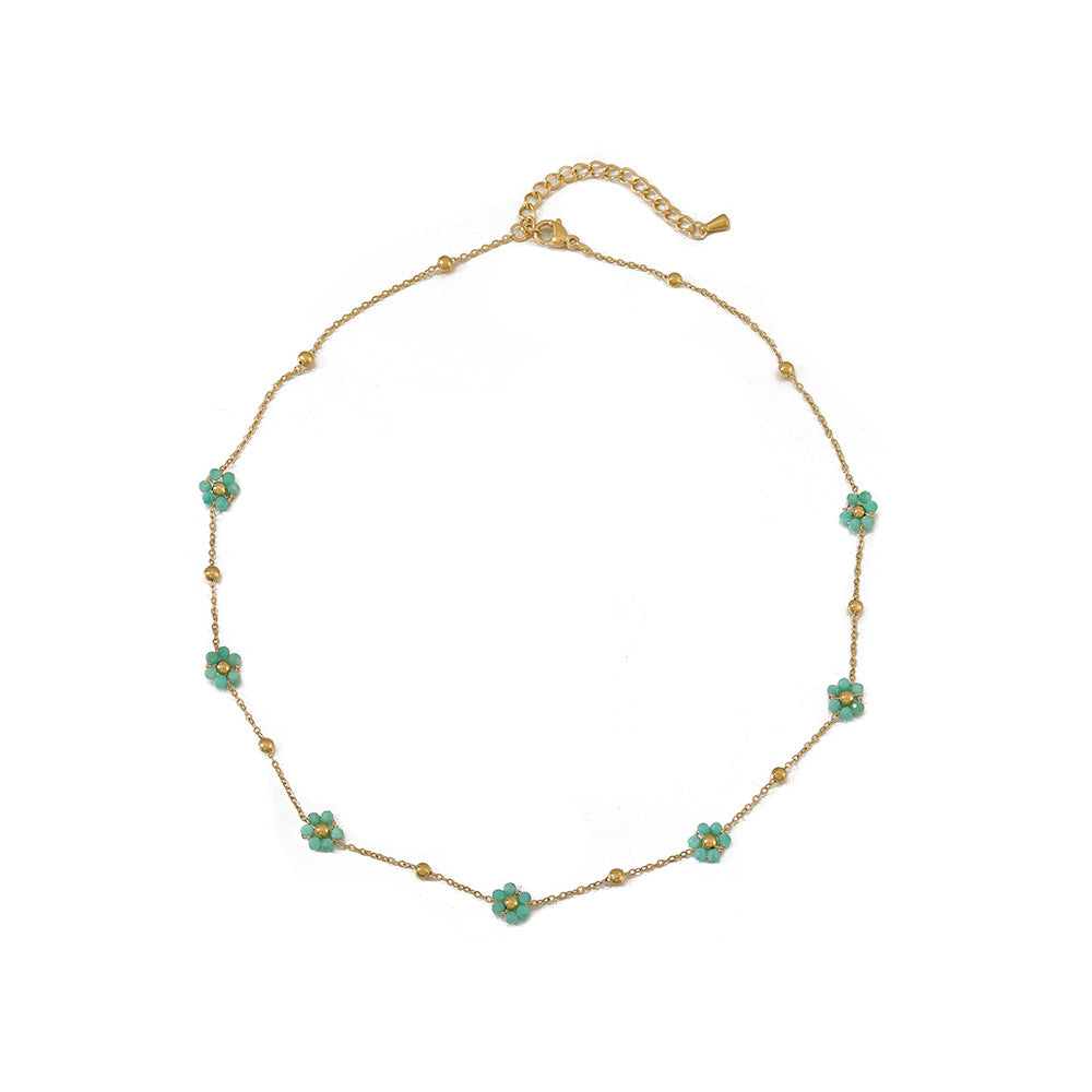 Fresh Flower Stainless Steel Niche Design Bohemian Necklaces