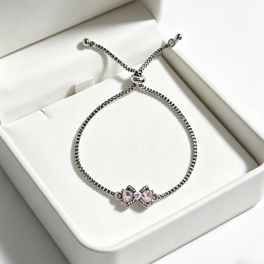 Heart Bow Tie Sweet Girly Style Special Interest Light Luxury Bracelet