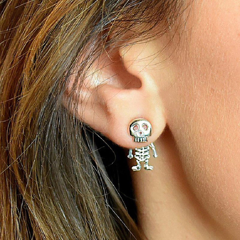 Small And Personalized Skull Fashion Hip Hop Alloy Earrings