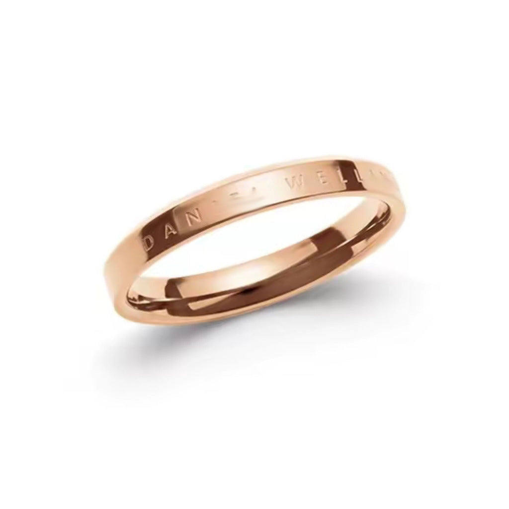 Classic Titanium Steel Dripping Letter Couple English Ring