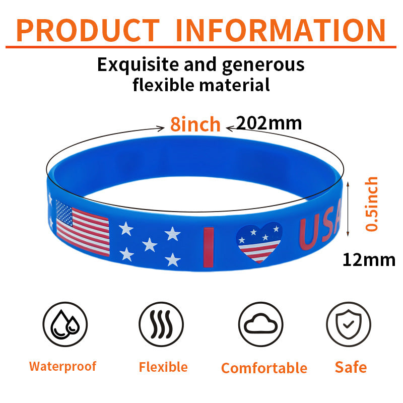 Day Flag Rubber Wrist Strap Holiday Commemorative Bracelets
