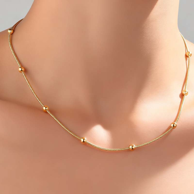 Women's Bean Round Beads Snake Bones Chain Light Luxury High-grade Design Necklace