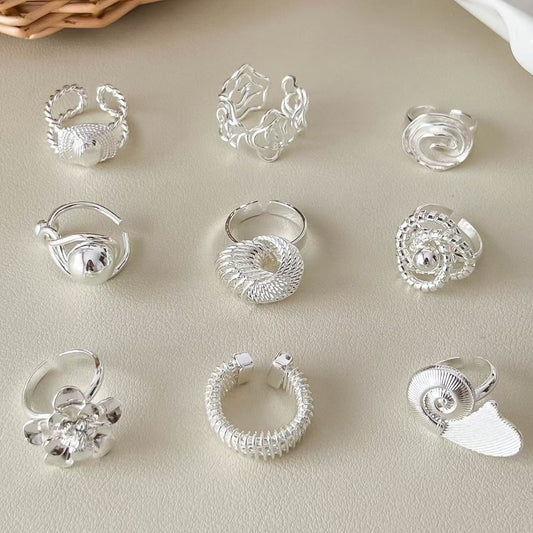 Wind Cold Irregular Geometric Flower Light Luxury High Sense Ring