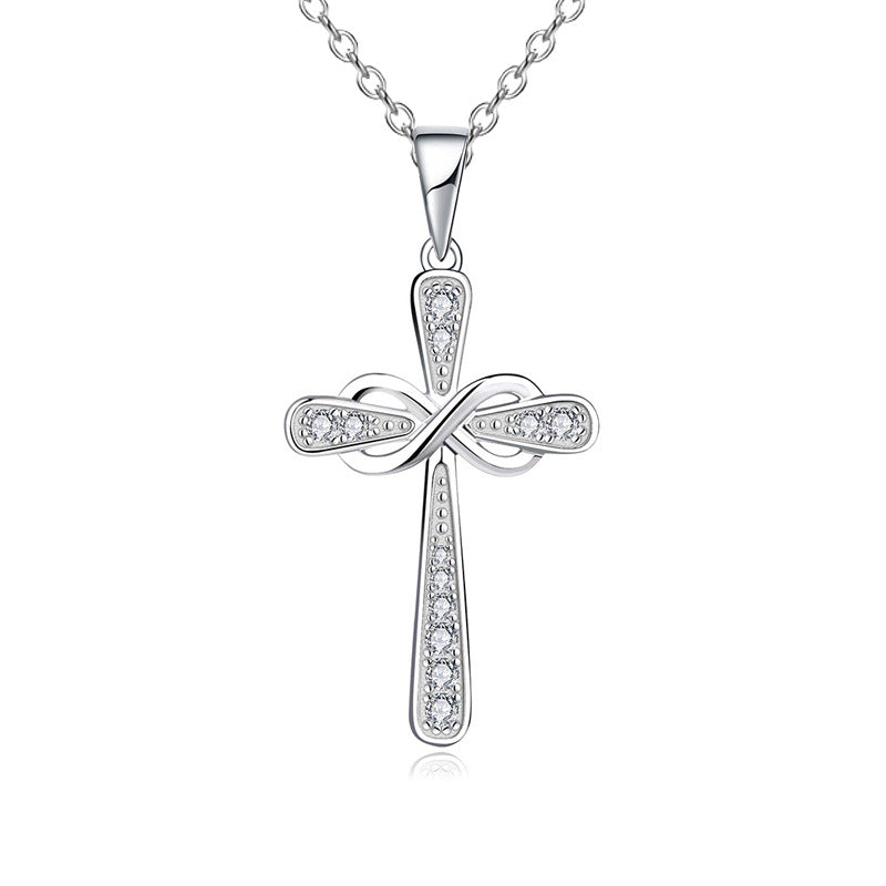 Women's Infinite Love Diamond Cross For Clavicle Necklace