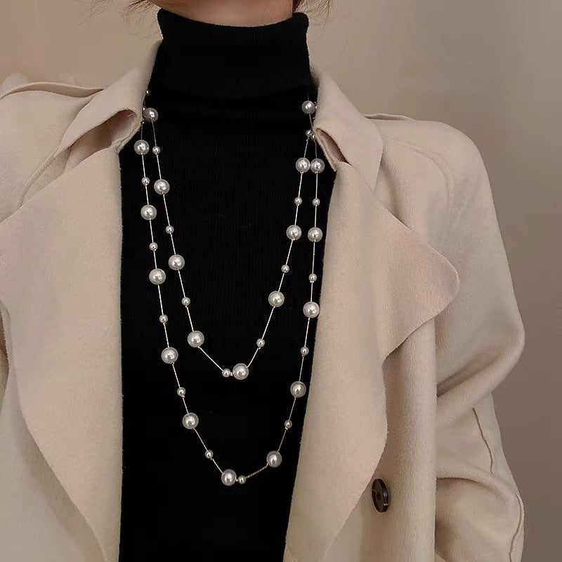 Women's White Pearl Elegant Long Gentle High-grade Necklaces