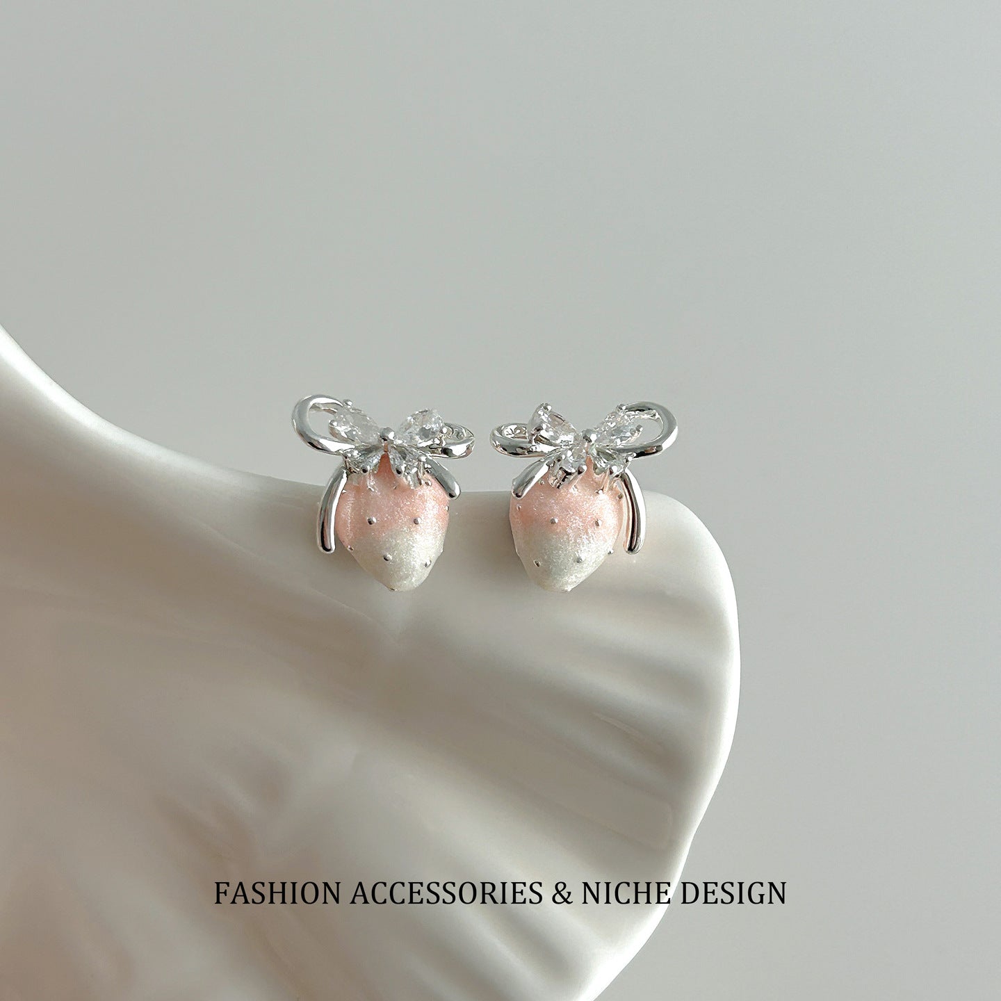 Sweet Butterfly Strawberry Optional Ear Female Stud Earrings