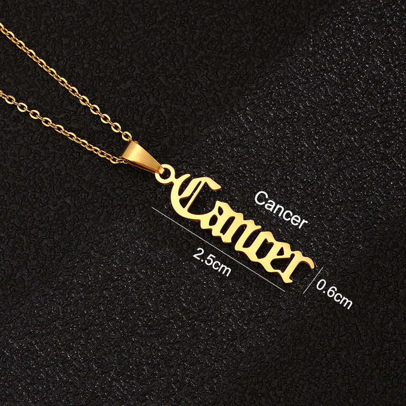 Women's & Men's Constellations Stainless Steel English Letters Titanium Clavicle Pendants