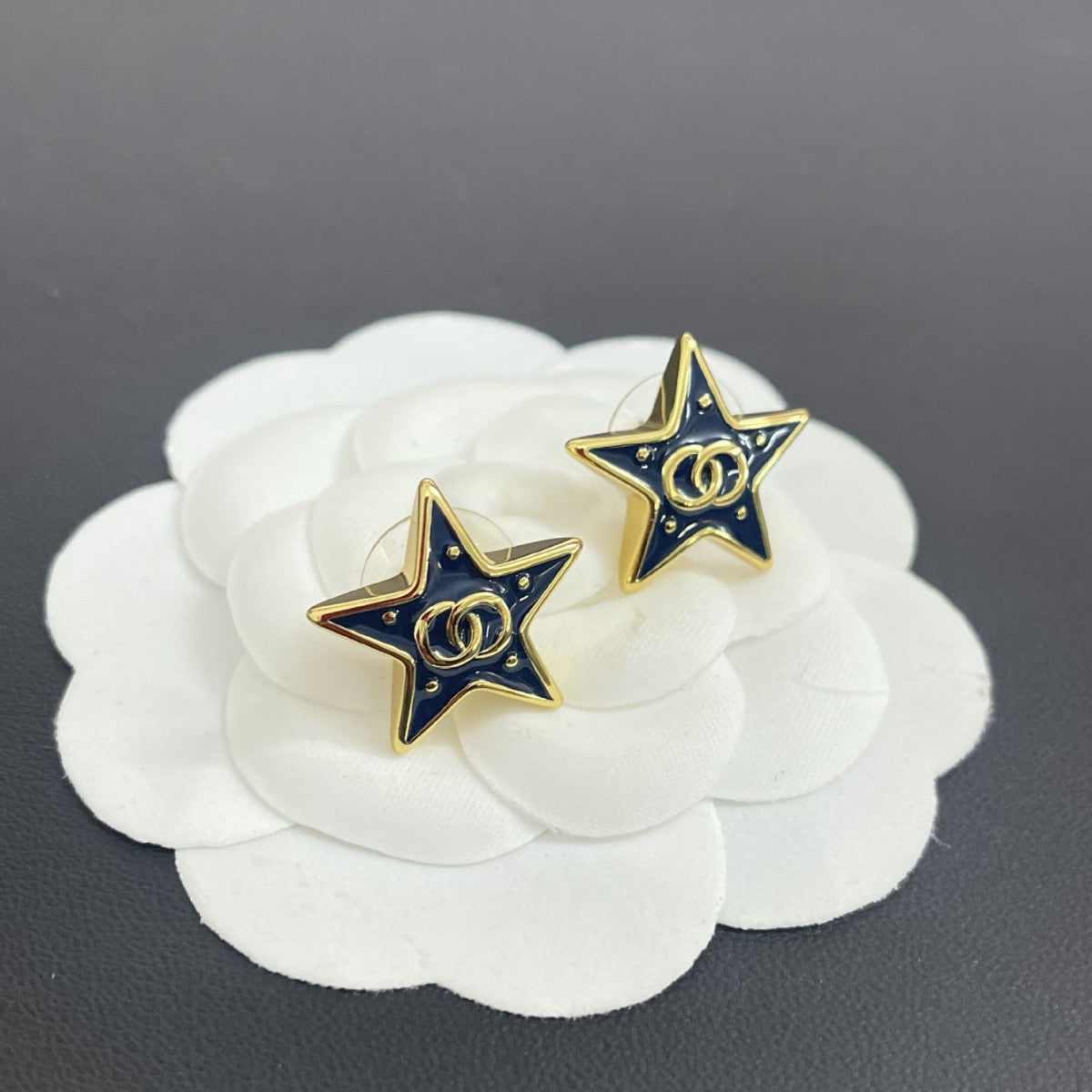 Gold Blue Two-color Five-pointed Star Light Luxury Temperament Ear High Earrings