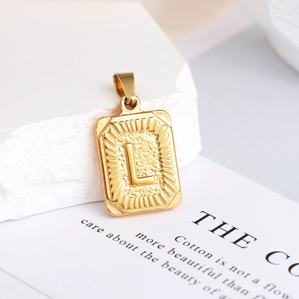 Gold English Letter Tag Simple Sweater Pendants