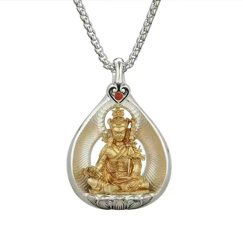 Women's & Men's Copper With Sier Sakyamuni Buddha Statue Necklaces