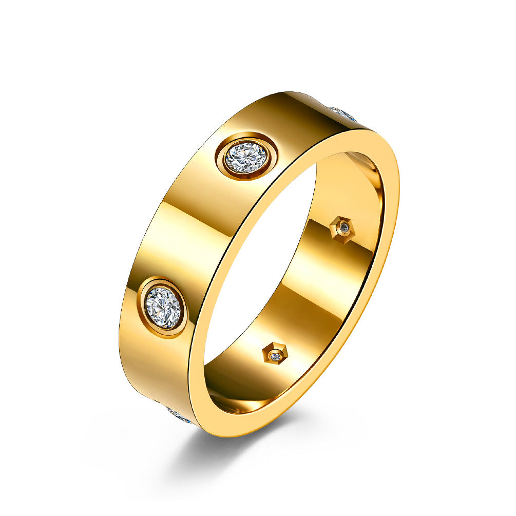 Steel Diamond Couple Male Female Trendy Rings