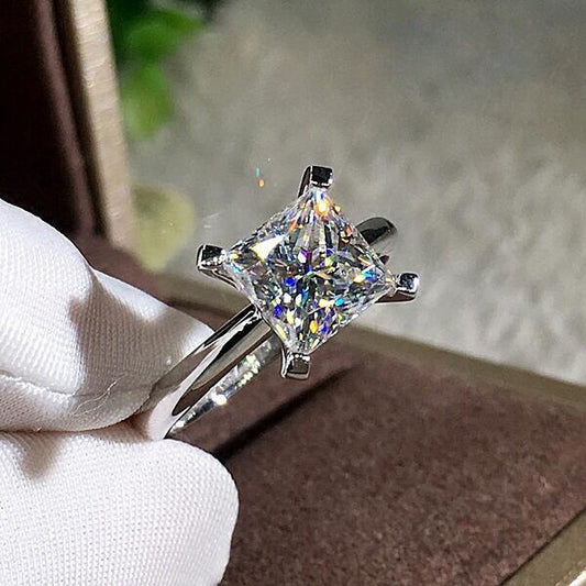 Inlaid Square Zircon Diamond Female Wedding Fashion Rings