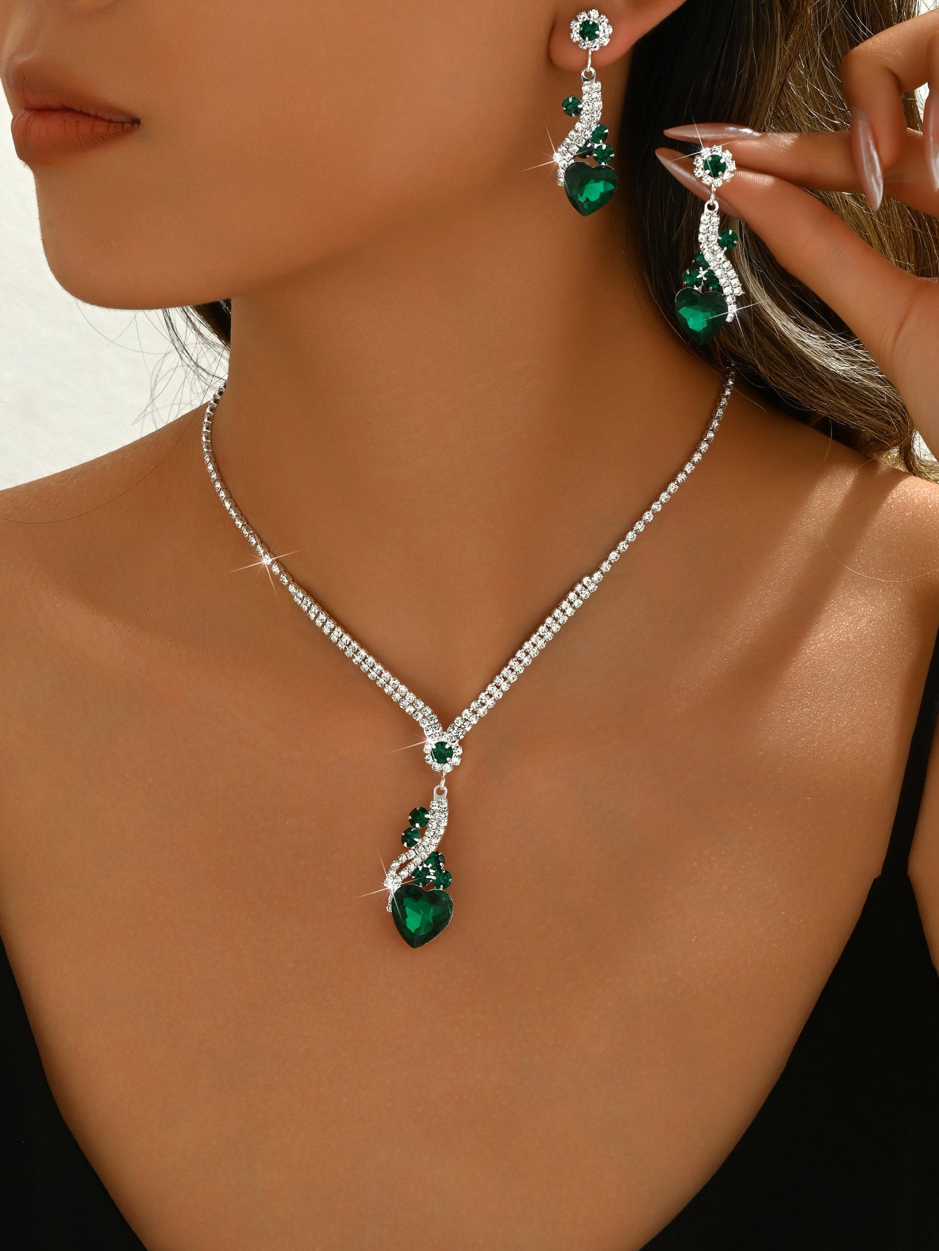 Women's Water Drop Geometry Crystal Two-piece Jewelry Set