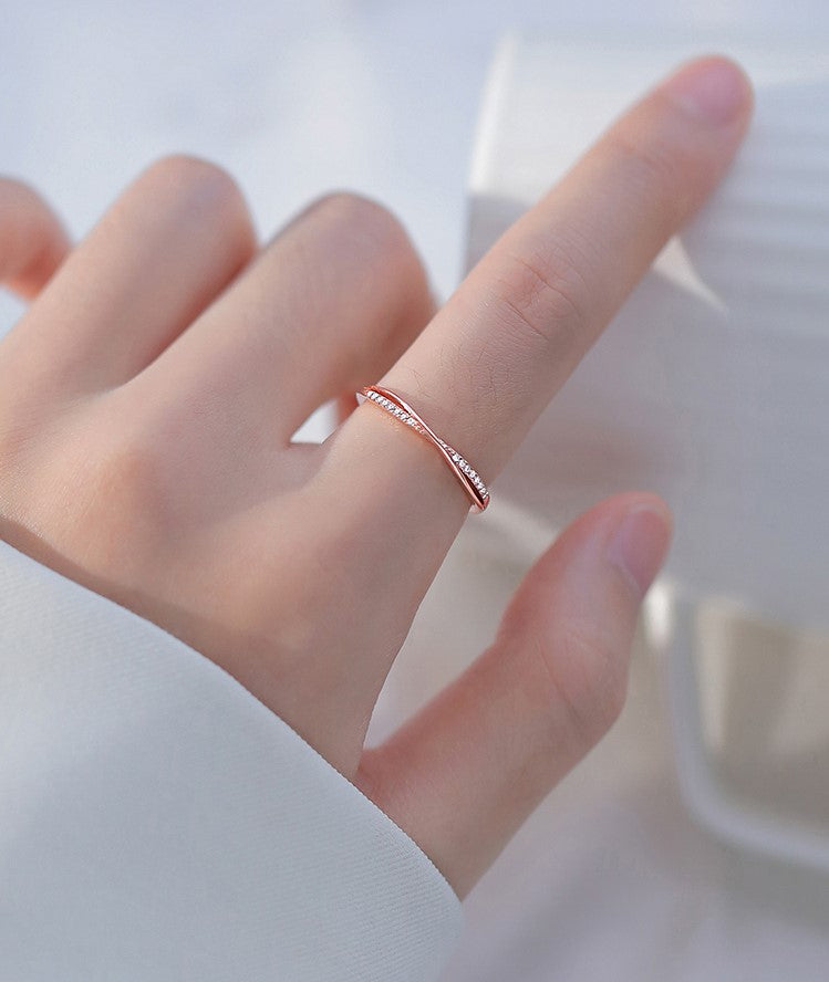 Line Simple Cross Temperament Gang Drill Index Finger Style Ring