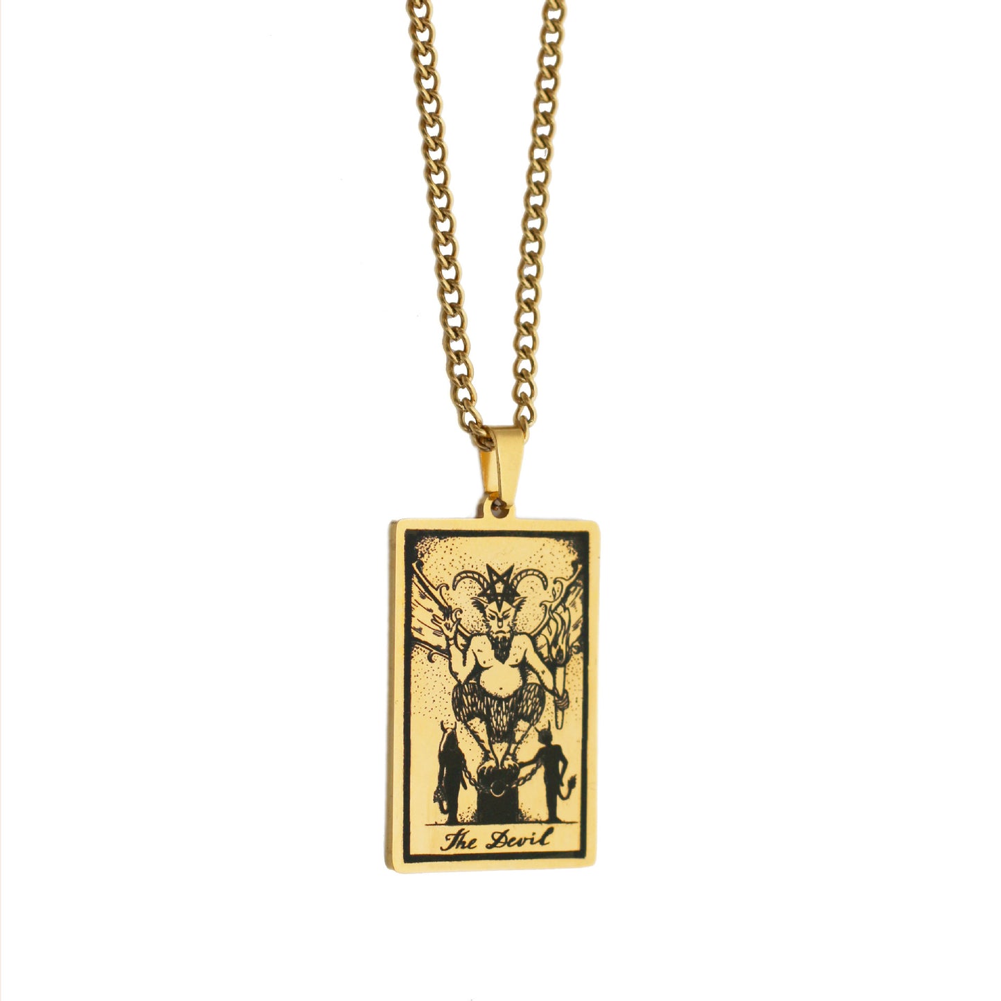 Zhang Tarot Titanium Steel Retro Rectangular Necklaces