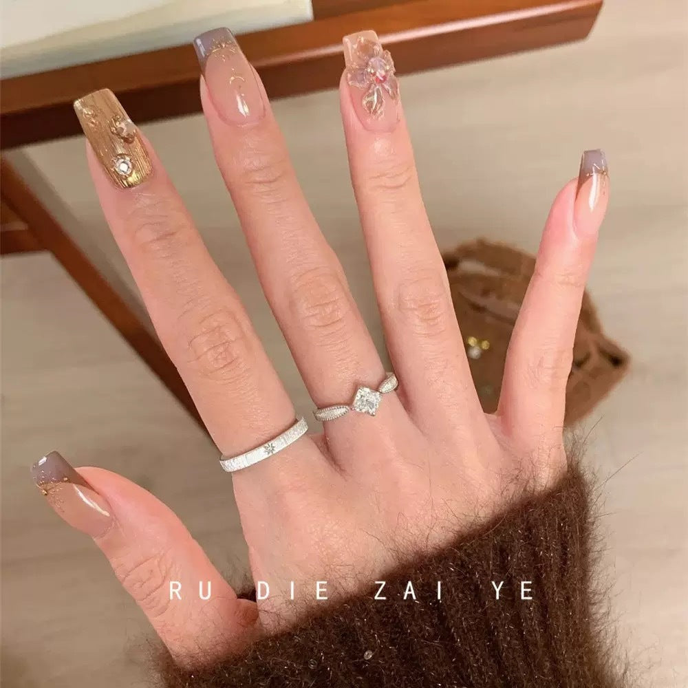 Brushed Small Square Rhinestone Female Design High-grade Light Luxury Zircon Rings