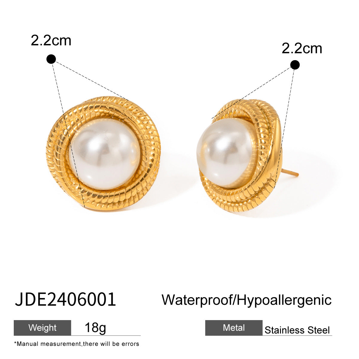 Ding Ornament Stainless Steel Pearl High-grade Earrings