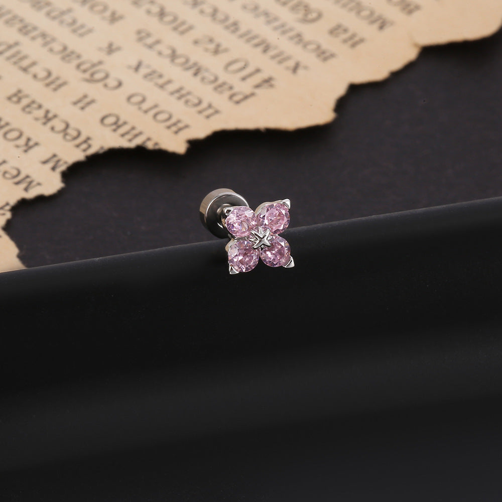 Inlaid Zirconium Niche High-grade Versatile Full Diamond Titanium Stud Earrings