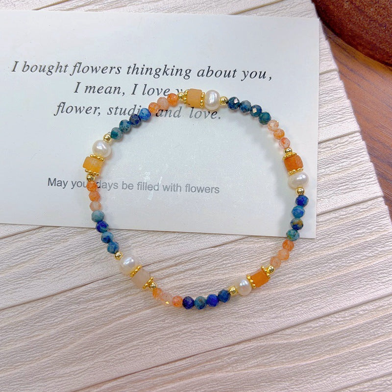 Natural Stone Crystal String Beads Style Design Dopamine Bracelet