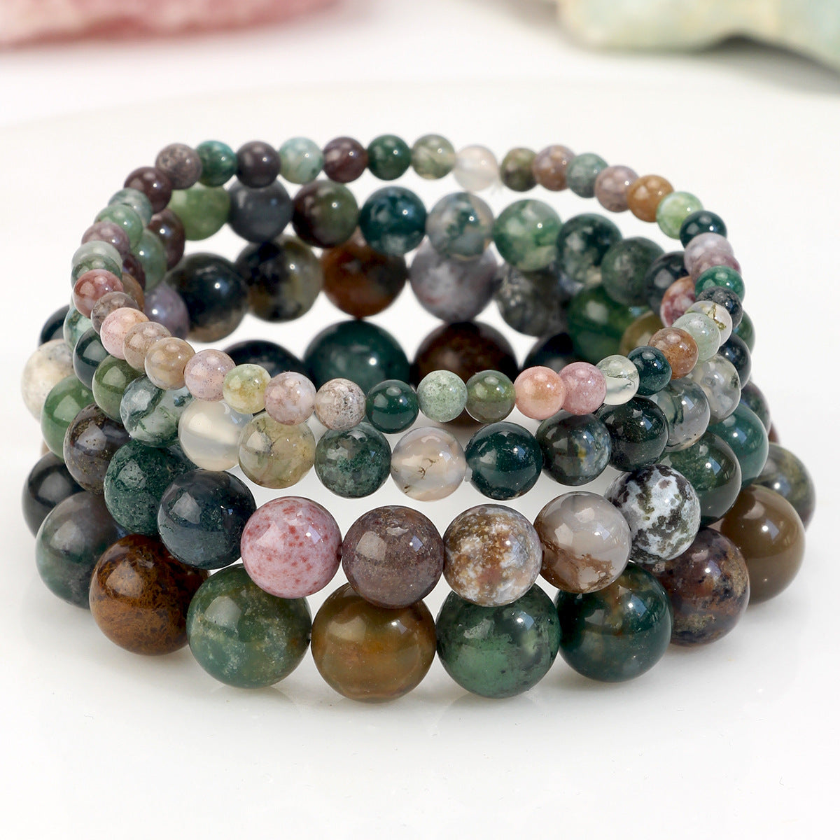 Women's & Men's Handmade Natural Stone Beaded For Twin Tourmaline Bracelet