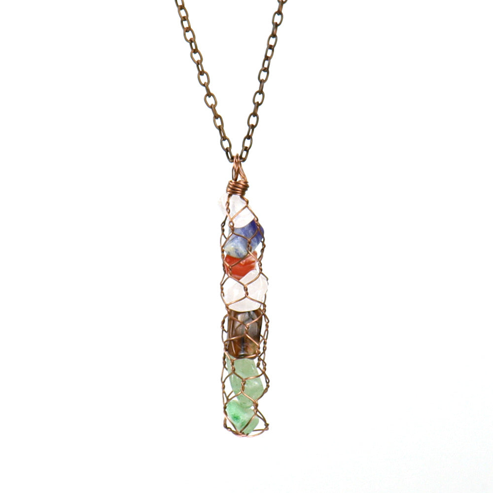Handmade Winding Natural Gravel Crystal Amethyst Agate Necklace