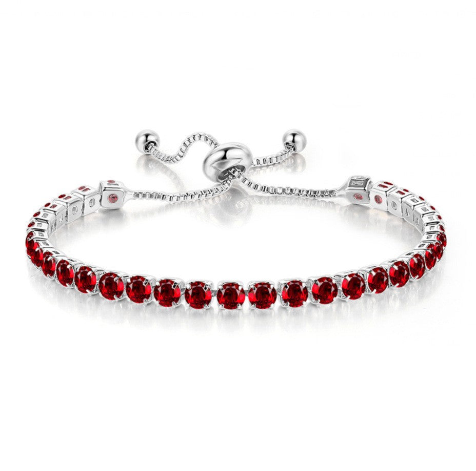 Women's Round Single Row Full Diamond Adjustable Beads Crystal Bracelet
