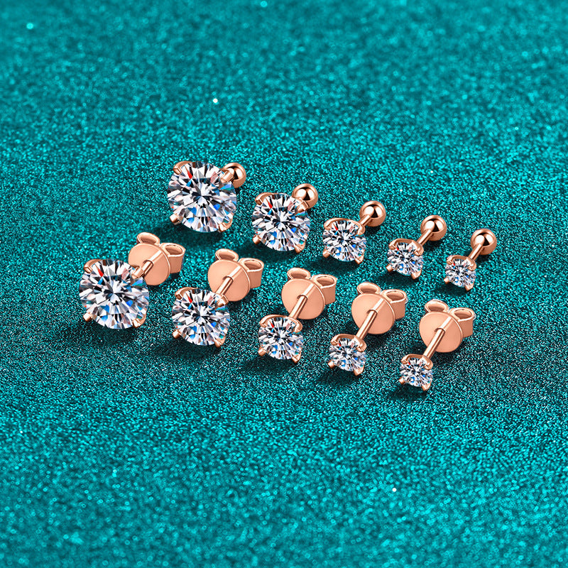 Sterling Sier Ear Divided Into Karat 2 Moissanite Stud Earrings