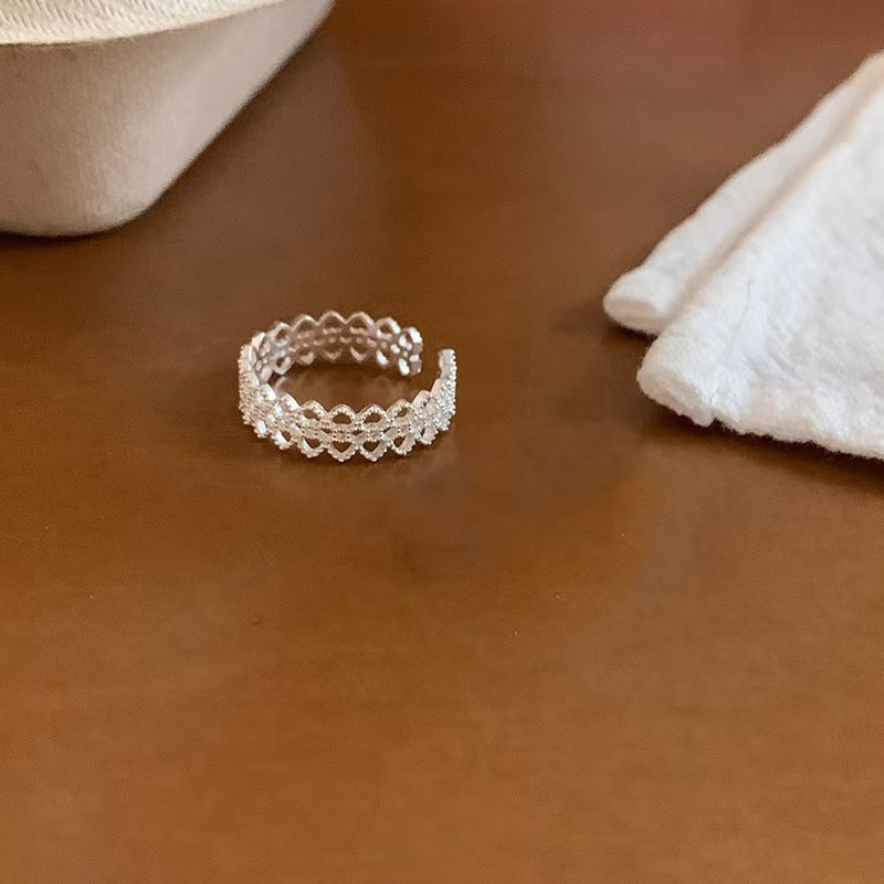 Love Heart-shaped Niche Personality High-grade Hollow Index Finger Temperament Wild Ring
