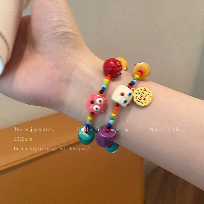 Little Monster Wild Strawberry Colorful Beaded Female Design Niche Girlfriends Bracelet