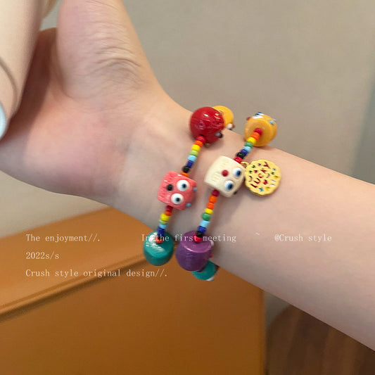 Little Monster Wild Strawberry Colorful Beaded Female Design Niche Girlfriends Bracelet
