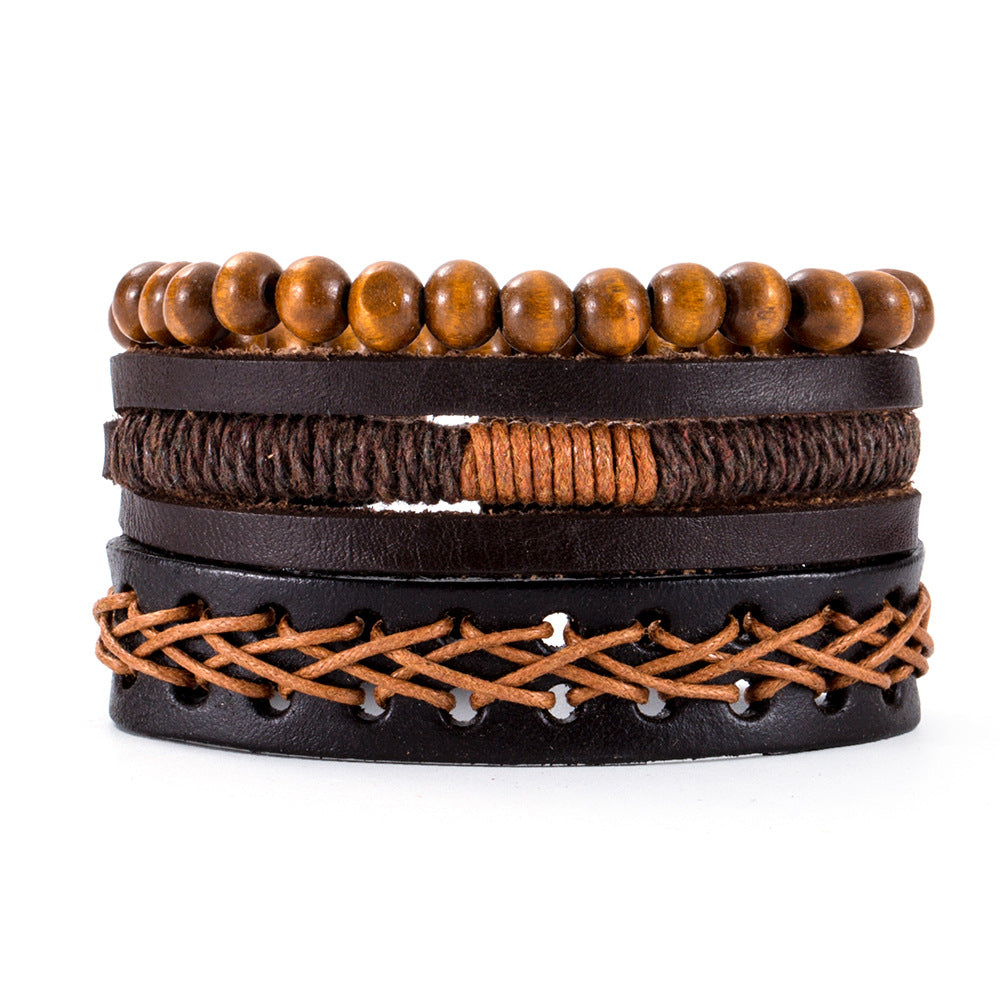 Women's & Men's Ornament Simple Hand Woven Rope Leather Bracelets