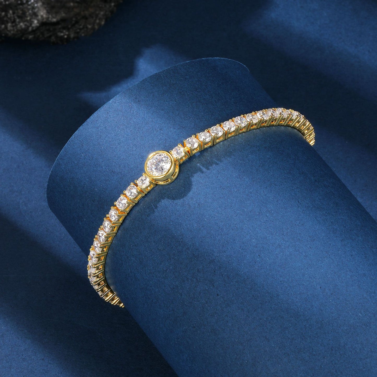 Women's & Men's Gold Tennis Horoscope Buckle Zircon Bracelet