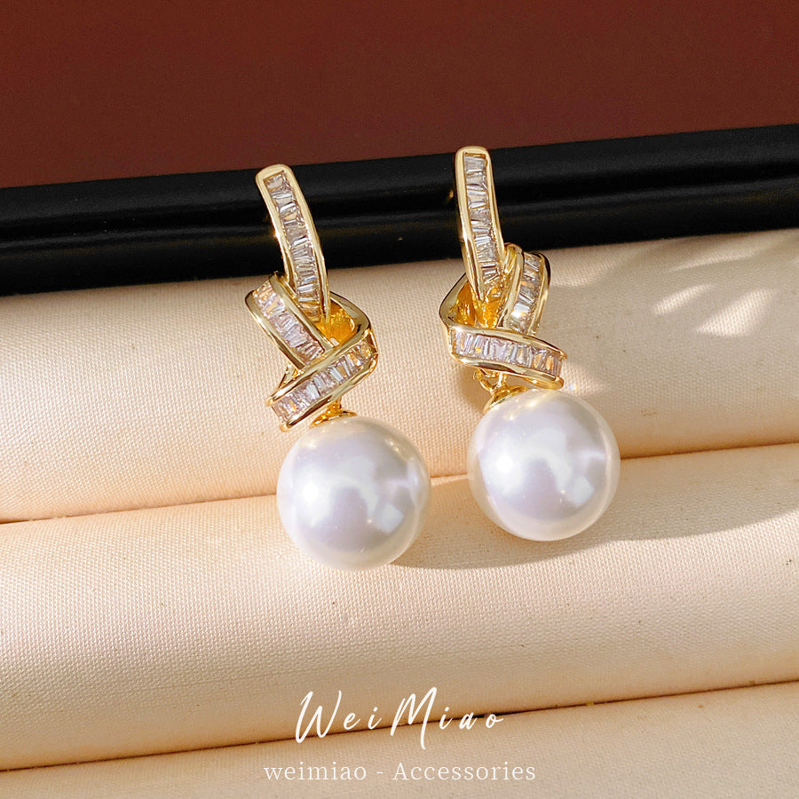 Flower Pearl Korean Style Beautiful Fashion Light Luxury Earrings