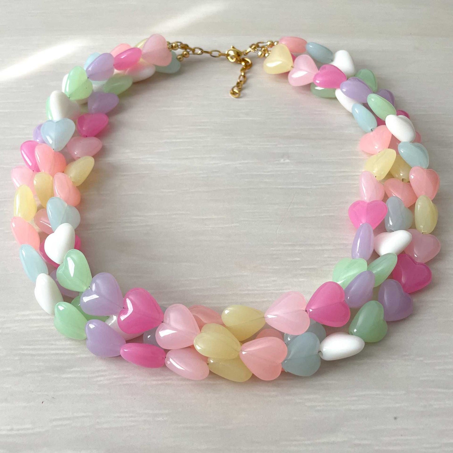 Rainbow Love Beaded Female Sweet Dopamine Clavicle Necklaces