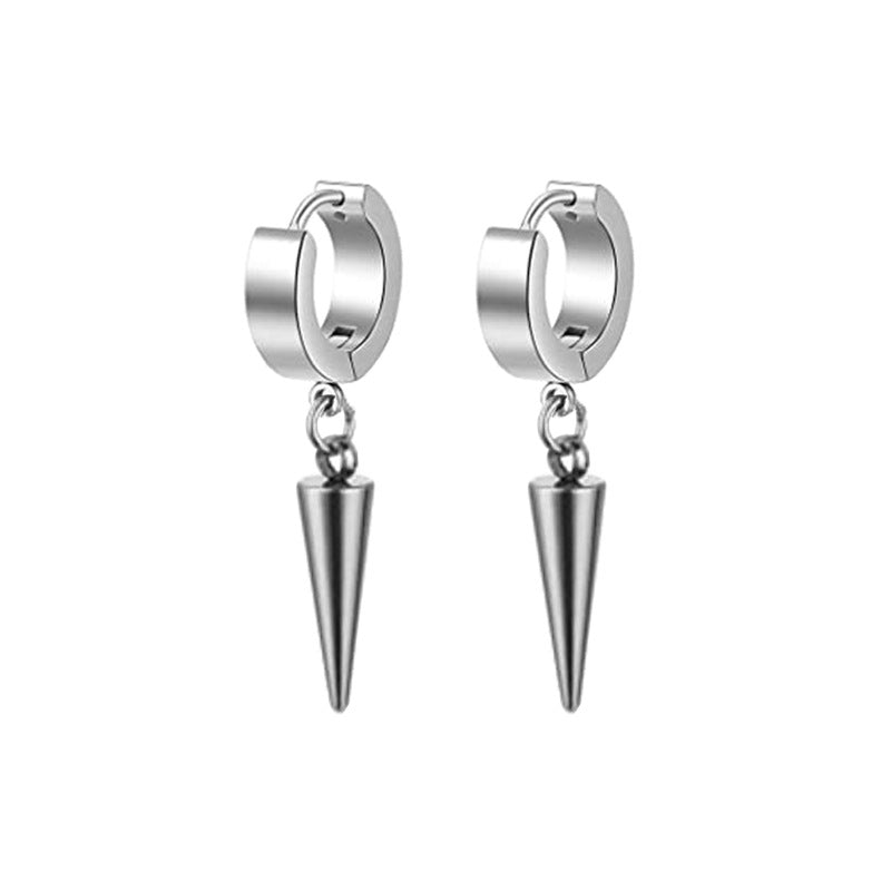 Women's & Men's Personalized Pointed Tapered Titanium Steel Retro Simple Earrings