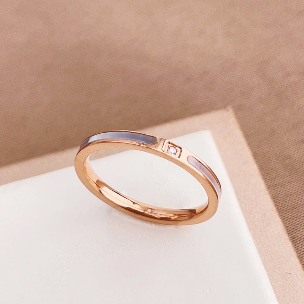 Lady White Shell Fine Circle Elegant Twin Rings