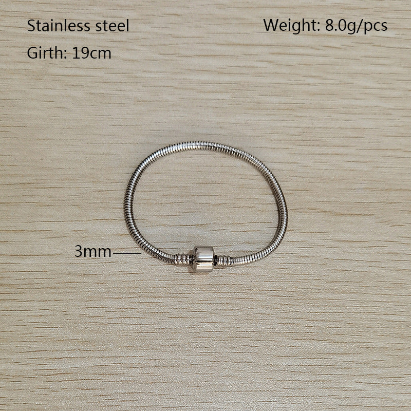 Women's & Men's Metal Stainless Steel Waterproof Colorfast Snake Bone Wear Chain Pan Bracelet