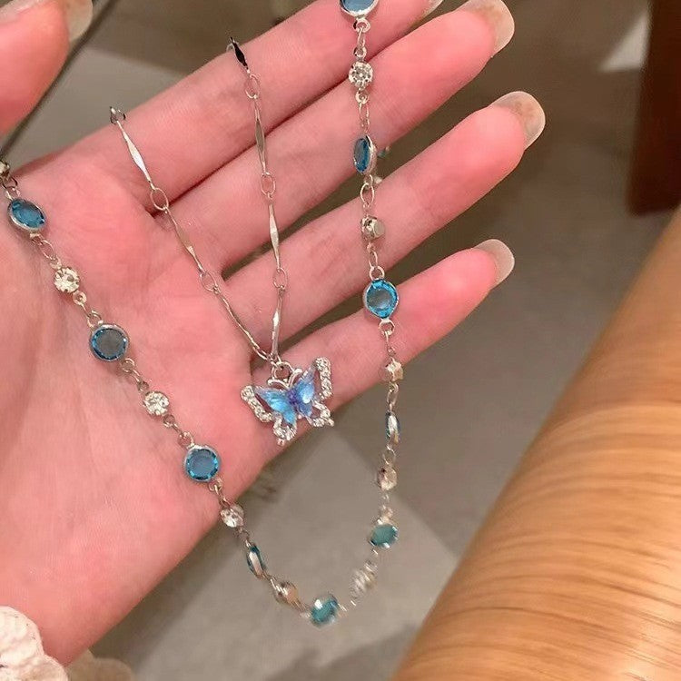 Twin Butterfly Female Light Luxury Minority High Sense Clavicle Necklaces